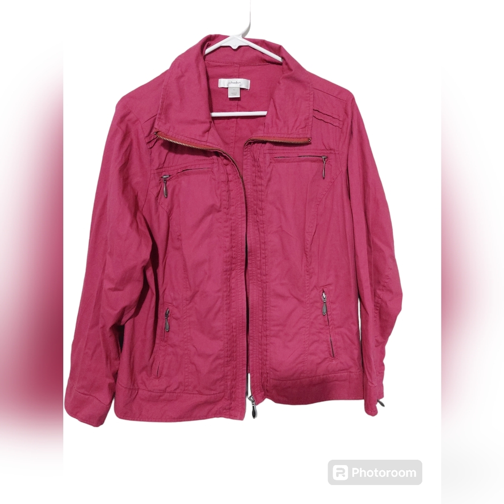 CJ Banks Womans Pink Purple Zip Front Jacket Blazer sz X Plus Normcore Mature